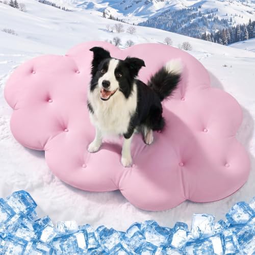 Q-Max>0.5 Dog Cooling Mat (Cool&Warm), 47''×35'', L, Cloud Pink