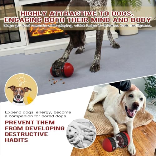 BSISUERM Dog Food Dispensing Puzzle Toy Adjustable Treat Dispenser Slow Feeder Pet Interactive Chase Toy Dog Enrichment Ball for Medium Large Dogs to Keep Them Busy, Extra Large