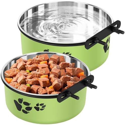 Dog Crate Water Bowl, 54oz & 34oz Stainless Steel Kennel Bowls, 2 Pack