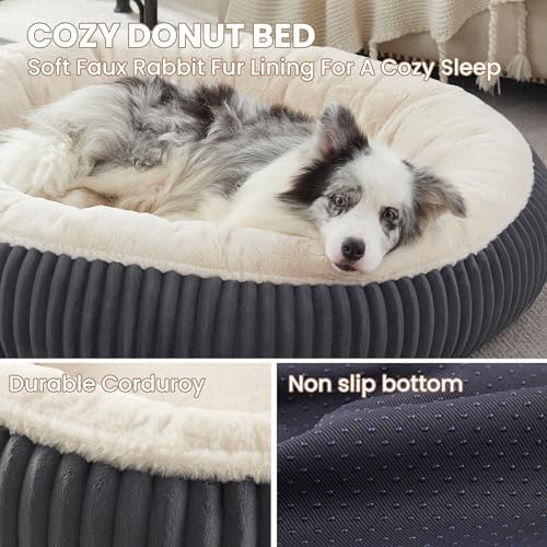 45 inches Calming Donut Dog Bed for Extra Large Dogs,Charcoal