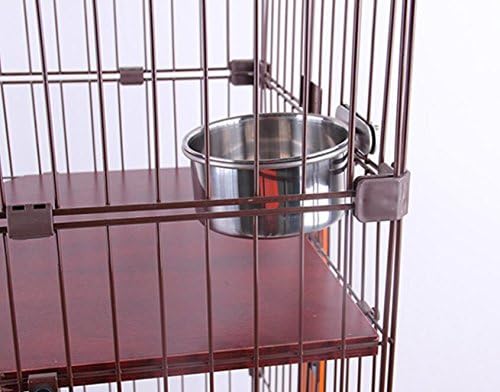 Pet Dog Stainless Steel Coop Cups with Clamp Holder - Detached Dog Cat Cage Kennel Hanging Bowl,Metal Food Water Feeder for Small Animal Ferret Rabbit (Medium)