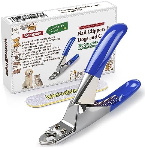 Dog Cat Pets Nail Clippers, Professional Pets Claw Trimmer with Free Nail File, Sharp Stainless Steel Blade, Sturdy Non Slip Handles - for Safe, Professional at Home Grooming