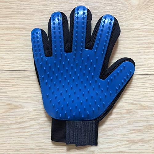 Magik 1-2 Pair Pet Dog Cat De-Shedding Brush Grooming Glove Massage Hair Fur Removal Detangle (1 Pair, Blue)