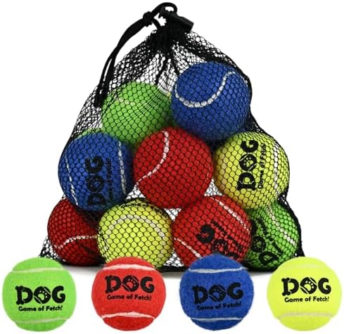 AMA SPORT Small Tennis Balls for Dogs 12 Pack 2.0" Multi Colors Dog Tennis Balls for Puppy Small Dog Toys, Designed for Dogs Floating Water-Hunting Fetch Fun Playing Daily Exercise Mid-air Catching