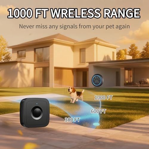 Wireless Dog Doorbell for Potty Training to Go Outside, Waterproof Pet Bell with 2 Touch Buttons and 1 Receiver, 1000 Feet Range, 60 Melodies & Adjustable Volume, White