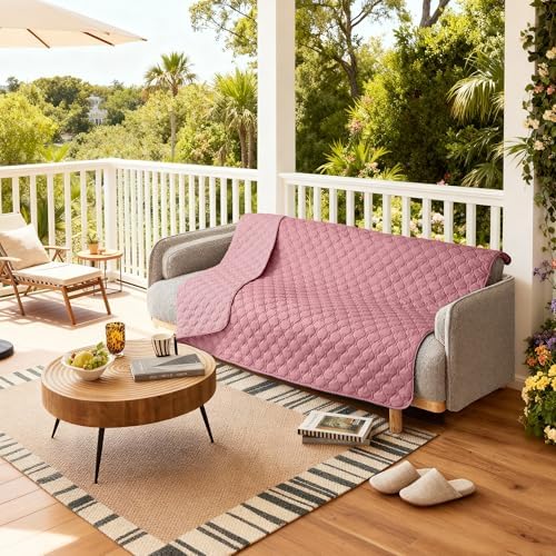 gogobunny 3X Stronger Waterproof Pet Blanket, Scratch Proof Furniture Protector for Dogs Cats, Reversible Cover 52x82 Inch, Dark Pink/Light Pink