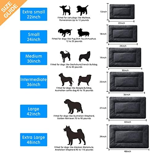 Dog Crate Pad Washable Dog Bed for Crate Large Cozy Mat 42-Inch Dark Gray