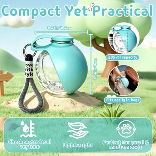 2 in 1 Portable Dog Water Bottle with Bowl, 10oz Leak-Proof Pet Dispenser