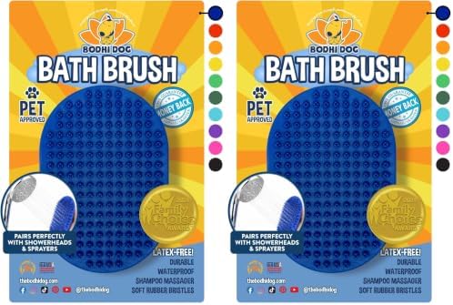Bodhi Dog Shampoo Brush - Pet Grooming & Bath Supplies for Dogs and Cats - Bath Brush for Long & Short Hair - Premium Scrubber for Shower, Bathing & Massage (One Pack, Blue) (Pack of 2)