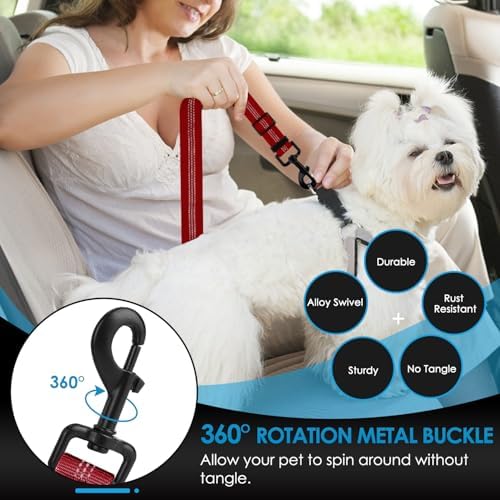 Lukovee Dog Seat Belt, 2 Pack, 3-in-1 Headrest & Seatbelt Clip & Latch