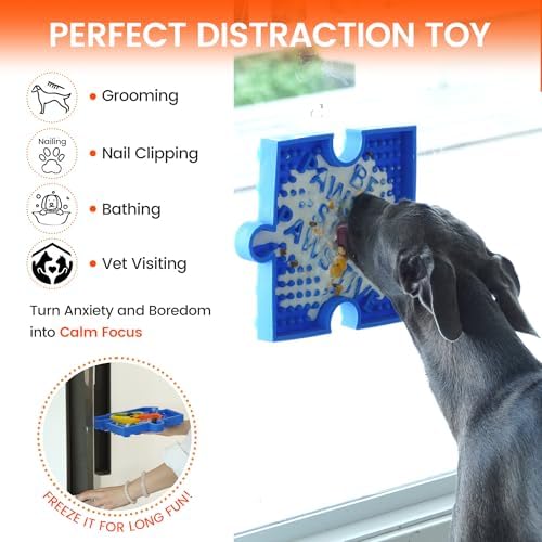 HowGo Puzzle Slow Feeder Lick Mat for Dogs and Cats, 38+ Suction Cups|Non-Slip Heavy Duty Maze Enrichment Blow BPA-Free Silicone|Reduce Boredom Anxiety Free Combination (2PCs, Blue&Yellow)
