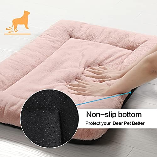 Dog Crate Pad Washable Dog Bed for Crate Medium Cozy Mat 30-Inch Pink