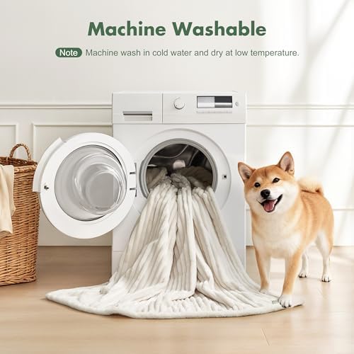 Waterproof Puppy Blankets for Small Dogs - Cozy Fleece Calming Cat Blanket for Couch Furniture Protector, Washable Dog Blankets for Indoors & Outdoors, Cream, 25"x35"
