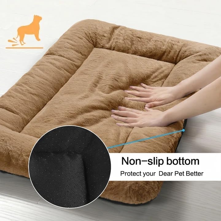 Dog Crate Pad Washable Dog Bed for Crate Large Cozy Mat 42-Inch Camel