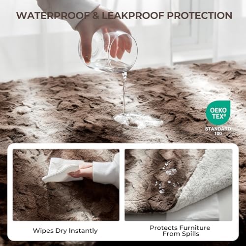 Waterproof Dog Blanket for Large Dogs, Dual-Sided Comfort Pet Calming Blanket for Couches, Cozy Cat Blanket Fleece Washable, Reversible Throw Blanket for Furniture Protection, 50"x60", Brown