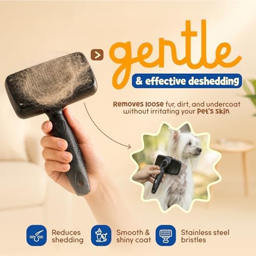 Be Best Pets Slicker Brush for Dogs & Cats - Self-Cleaning, Shedding Tool