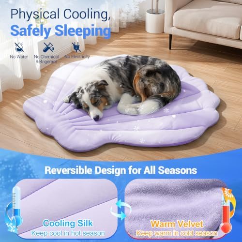 Q-Max>0.5 Dog Cooling Mat (Cool&Warm) 47''×47'', XL, Shell Purple