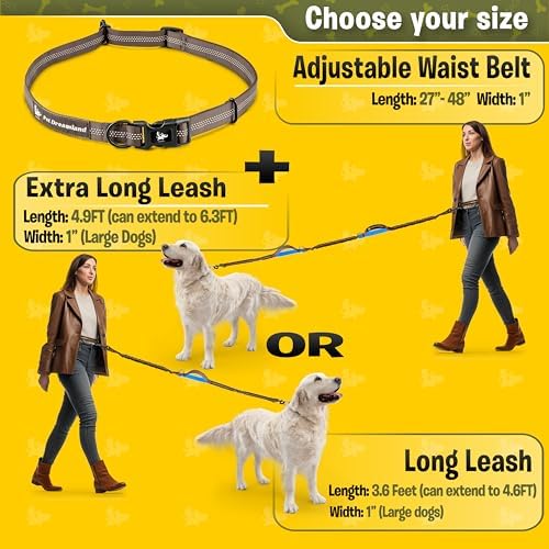 Pet Dreamland Exquisite Hands-Free Leash for Large Dogs. Ultimate Comfort & Freedom for Walking, Running, Hiking. Premium Quality & Versatile Waist Belt. Your Dog Will Love This Running Leash.