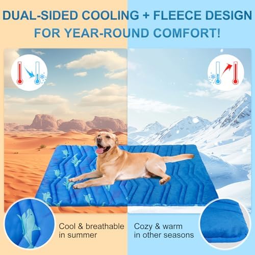 BEAUTYZOO Cooling Mat for Large Dogs, 48x28in Reversible Pad, Self-Cooling