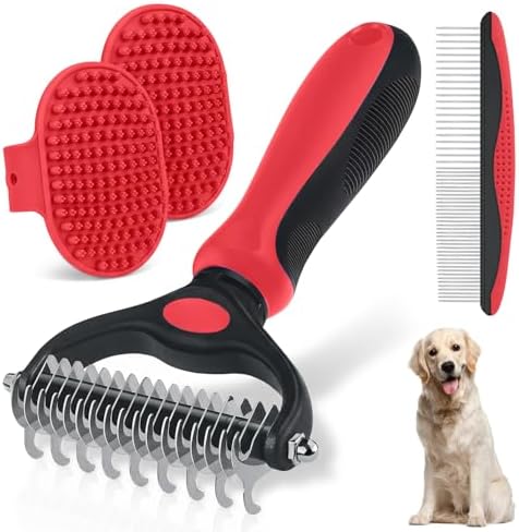 Dog Brush for Shedding, Metal Comb and Dog Bath Brush