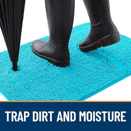 OLANLY Dog Door Mat for Muddy Paws 32x20, Super Absorbent Chenille Mud Mat