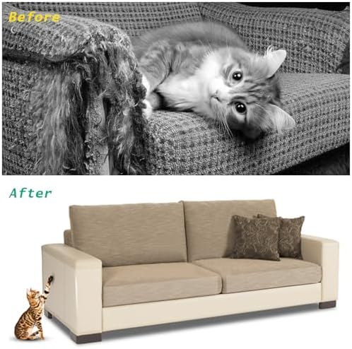 Anti Cat Scratch Furniture Protector, Transparent Self-Adhesive Couch Furniture Protectors from Cats Scratching Claws, Cat Scratch Couch Protector (17.5"X13")