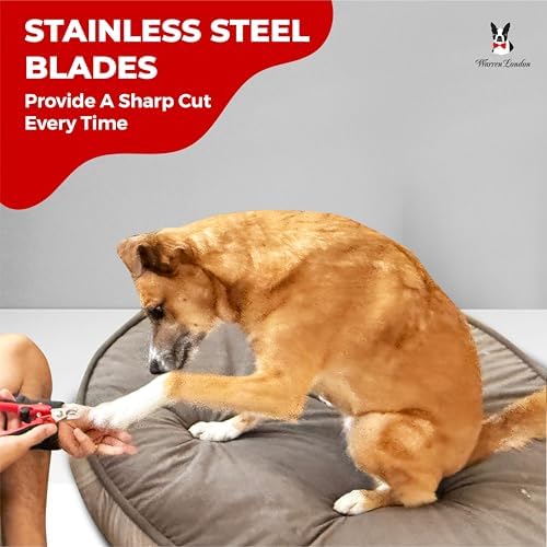 Warren London Dog Nail Clippers for Small Medium & Large Dogs – Professional Pet Nail Trimmer with Stainless Steel Blade, Safety Guard & Non-Slip Ergonomic Handle for Safe Easy Grooming
