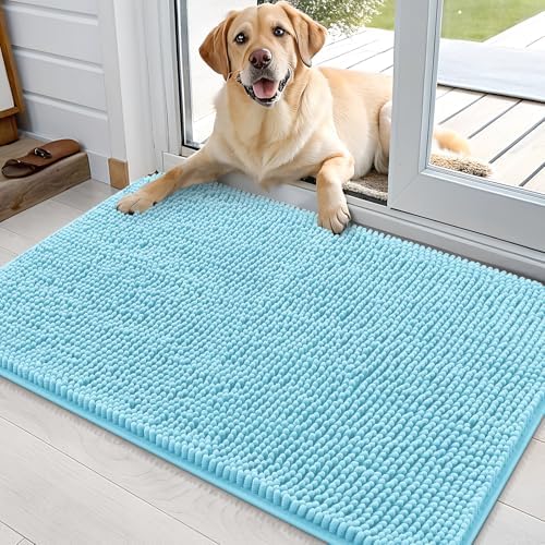 OLANLY Dog Door Mat for Muddy Paws 36x24, Super Absorbent Chenille Mud Mat