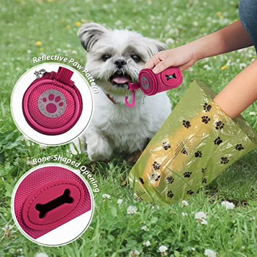 FURHAB Dog Poop Bag Holder for Leash with Carabiner Clip Soft Fabric