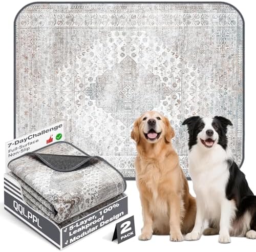 Washable Reusable Dog Pee Pads for Cats 2 Pack Waterproof Non-Slip