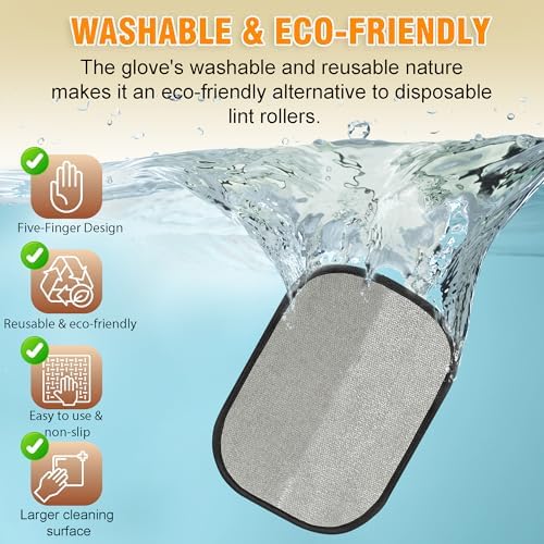 Pet Hair Removal Glove for Cats & Dogs, Upgraded Five-Finger Electrostatic Pet Hair Remover Glove, Reusable Tool for Couch, Carpet, Laundry & Car Seat