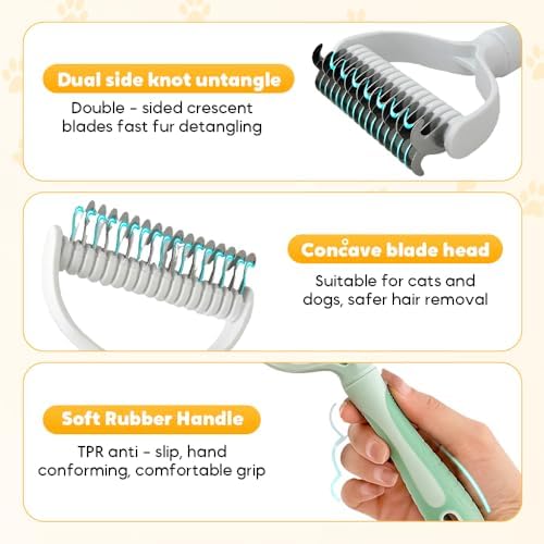 Double-Sided Pet Grooming Brush, Undercoat Rake Deshedding Brush for Dogs and Cats,Extra Wide 17 Teeth Dog Detangler Comb,Pet Pro Grooming Tool For Long hair & Thick Coats (green)