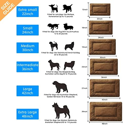 Dog Crate Pad Washable Dog Bed for Crate Small Cozy Mat 22-Inch Brown
