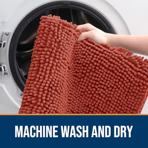 OLANLY Dog Door Mat for Muddy Paws 44x24, Super Absorbent Chenille Mud Mat