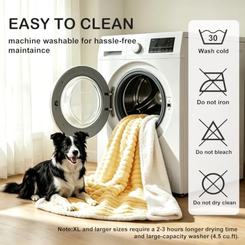 PERFEMET Emotional Support Blanket for Dogs, Yellow Security Calming Blanket Waterproof Dog Blankets, Designed for Cats Dogs Reduce Pet Separation Anxiety Furniture Protection, 40"x50", Yellow