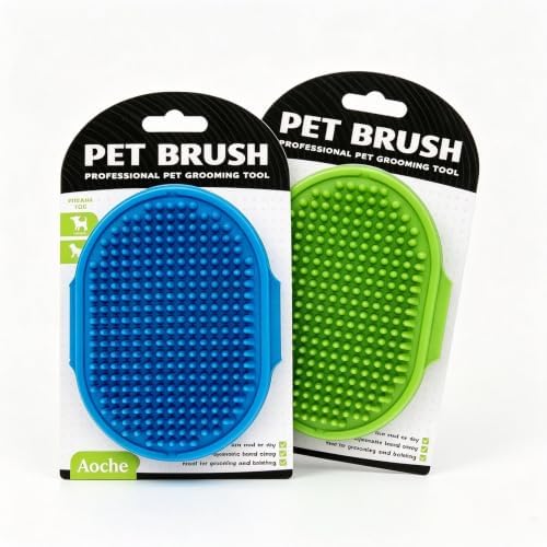 Dog Bath Brush, 2Pack Pet Grooming Brush Shedding Comb Shampoo Brush