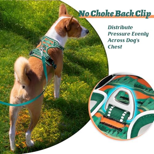 HEELE Dog Harness, No Pull Adjustable Padded Reflective Harness for Small Medium Large Dogs with Handle for Walking Training, Wilderness, S