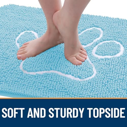 OLANLY Dog Door Mat for Muddy Paws 36x24, Paw Print Design Chenille Mud Mat