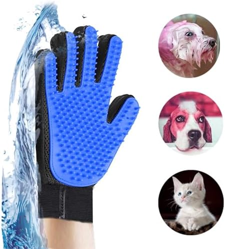 Pet Cleaning Brush Glove Pet grooming Massage gloves Perfect hair remover election commendable Brush Glove, a pair left and right hand, Blue