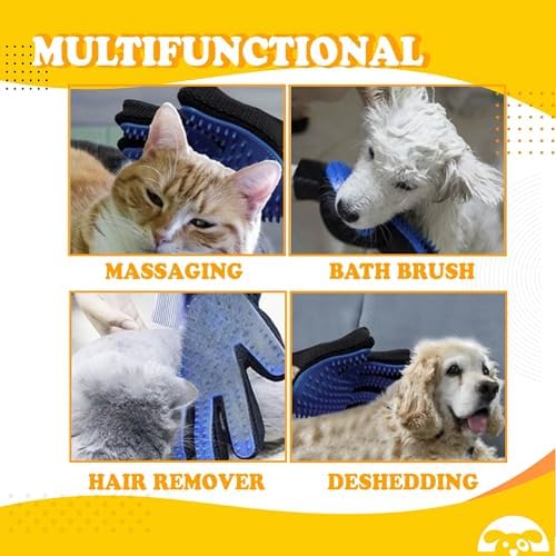 Belle Homie PetnBeyond Deshedding and Grooming Gloves - Gentle Effective Pet Care Gloves for Cats and Dogs - Ultimate Massaging and Comfort - Suitable for Long and Short Fur - 1 Pack, 1 Pair (Blue)