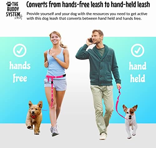 The Buddy System - Hands Free Dog Leash - Small Dog, Large Belt, Pink