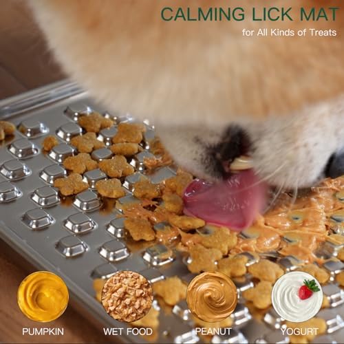Lick Mat for Dogs & Cats, Double-Wall Stainless Steel, Large-2Pack
