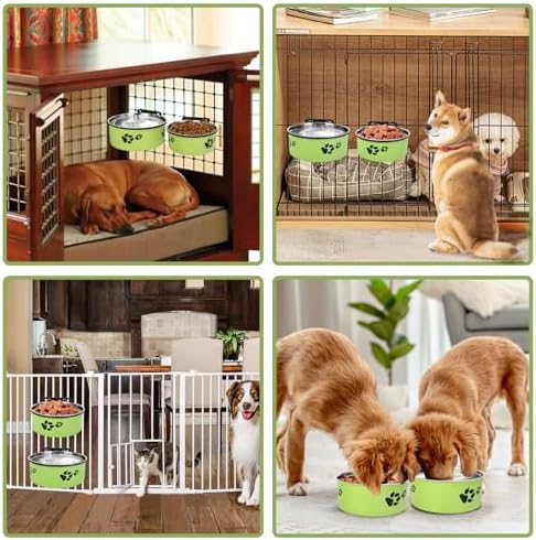 Dog Crate Water Bowl, 54oz & 34oz Stainless Steel Kennel Bowls, 2 Pack