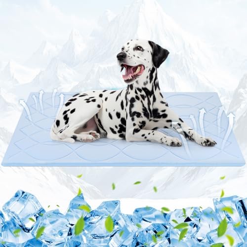 Q-Max>0.4 Dog Cooling Mat (Cool&Warm), 59''×40'', XL, Blue+Grey