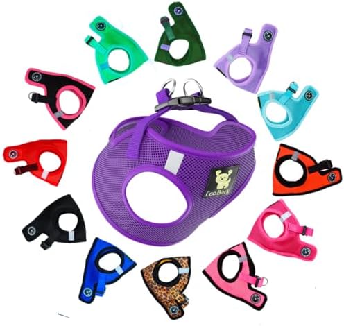 EcoBark Step in Dog Harness Vest - Reflective Soft Ultra Padded Mesh Dog Harnesses for XXS, XS, Small, and Medium Dogs Eco-Friendly Comfort Secure Halter No Pull Adjustable Pet Vest (Small, Purple)