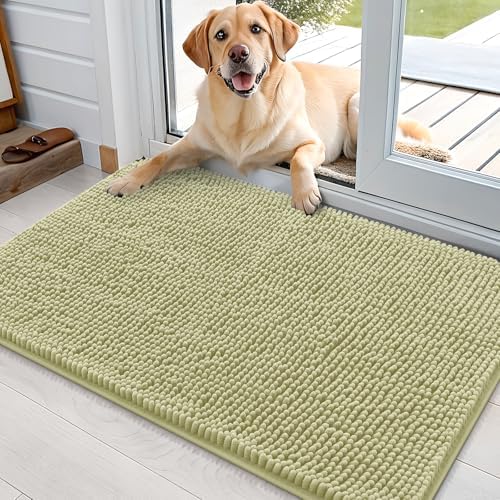 OLANLY Dog Door Mat for Muddy Paws 35x24, Super Absorbent Chenille Mud Mat