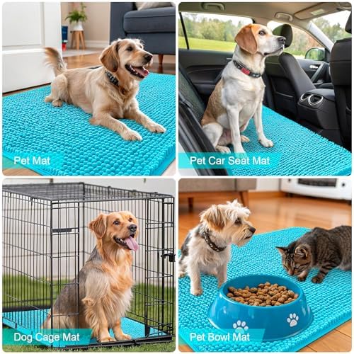 OLANLY Dog Door Mat for Muddy Paws 54x24, Super Absorbent Chenille Mud Mat
