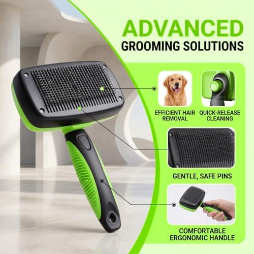 HEEPDD Self Cleaning Slicker Brush, One Button Clean, Rounded Pins