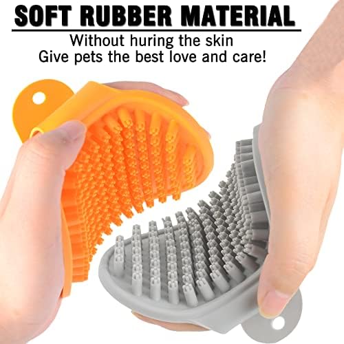 Dog Grooming Brush, Pet Shampoo Bath Brush Shedding Soothing Massage Rubber Comb with Adjustable Ring Handle for Long Short Haired Dogs and Cats 2pcs