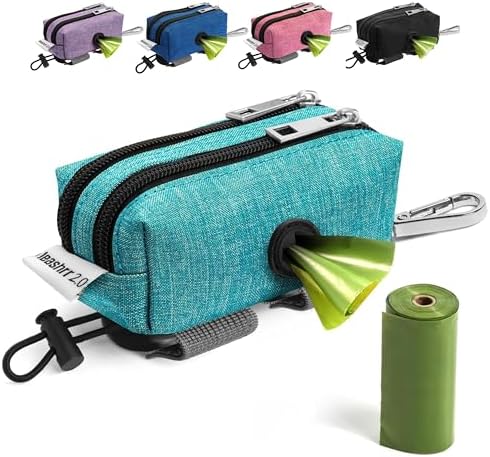 Dog Poop Bag Holder for Leashes and Treat Holder with 2 Waterproof Pouches